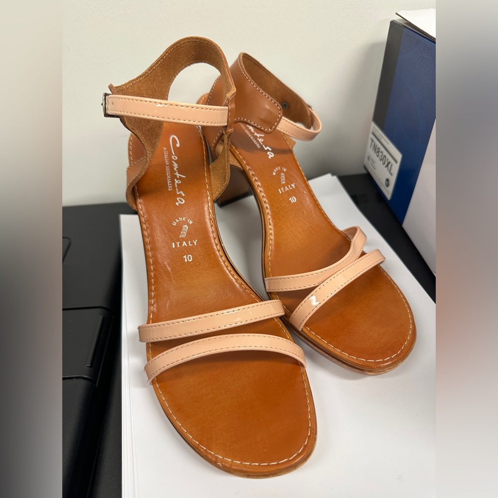 Comtesa Italian Shoe Makers Sandals Sz 10 Women Brown Leather